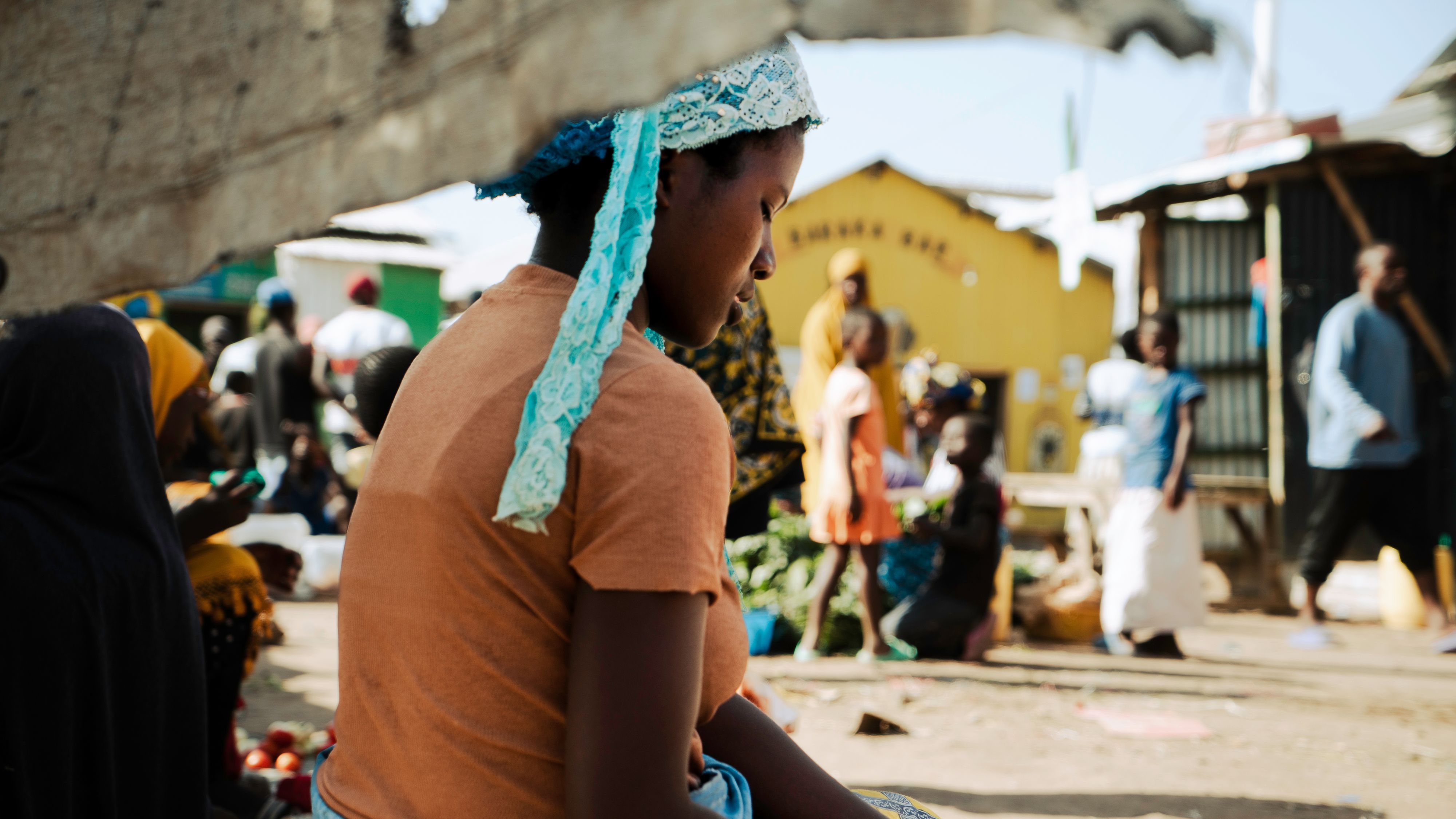 Female vendor at a market in the refugee camp Kakuma in Kenya